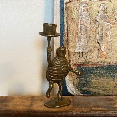 Free shipping within continental US - Vintage Standing Turtle Candle Stick Holder 