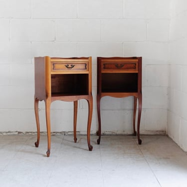 pair of midcentury French provincial nightstands