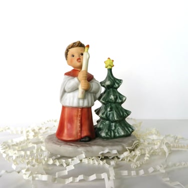 Vintage Christmas Ceramic Choir Boy Figurine by Goebel, Vintage Berta Hummel BH117 Light of Hope 