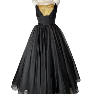 1950's Black and Gold Lame' Party Dress Size XS