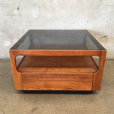 Mid Century Modern Brown Saltman Side Table With Drawer