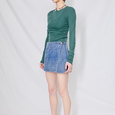 Blue Stonewashed Denim Mini Skirt