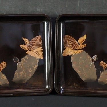 Antique Japan fine lacquer Maki-e Obon tray 1900 Wajima art craft 