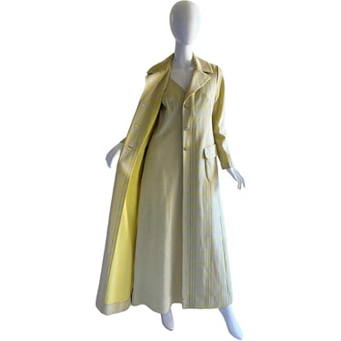 70s Metallic Rhinestone Dress Set / Vintage Rhinestone Maxi Coat Dress Suit Medium / 1970s Cabot Dress Suit 