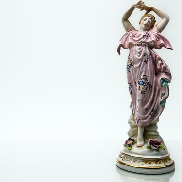 Art Nouveau 1800s Meissen Porcelain Dancing Figurine | Hand Painted with Gold Accents and Meissen Makers Mark | Gallery Collectible 