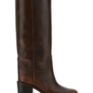 Miu Miu Woman Brown Leather Boots