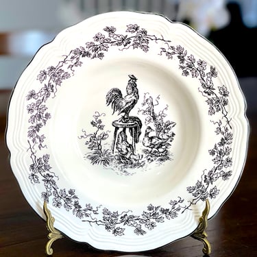 VINTAGE: New England Toile Rimed 9 1/4" Soup Bowl - Tabletops Unlimited - Replacement, Collecting - SKU 36-D-00035188 