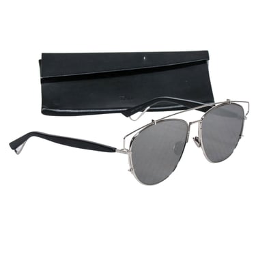 Christian Dior - Silver Frame Aviator w/ Mirrored Black Lenses