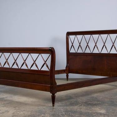 Antique French Louis XVI Style Mahogany Full Size Bedframe 