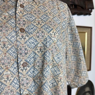 Vintage Men's American Liberty Hawaiian Shirt Traditional Design Made in Hawaii XL 