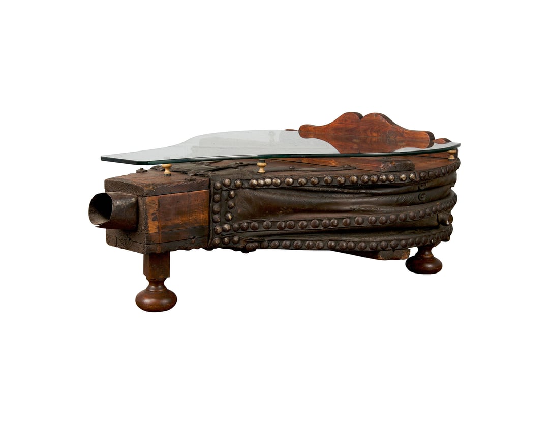 19th Century French Medieval Blacksmith Forge Bellows Coffee Table W ...