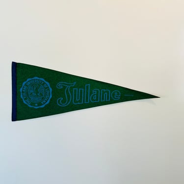 Vintage Tulane University Full Size Souvenir Pennant Green Wave 