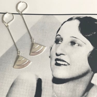 Art Deco earrings Vintage Geometric silver plated Bengel style Earrings  jazz age modernist by BakeliteBa