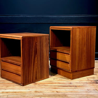 Restored Pair of Danish Teak Nightstands by Nils Jonsson for Tørring Mobelfabrik - Vintage Scandinavian Mid Century Modern Furniture 