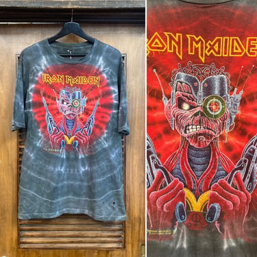 Vintage 1980’s Dated 1987 Iron Maiden Rock Band Tie Dye Original Tee-Shirt, 80’s Metal Tee, 80’s T Shirt, Vintage Clothing 