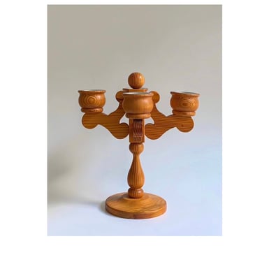 Mid Century Swedish Smalands Slojd Birch Wood Candelabra 