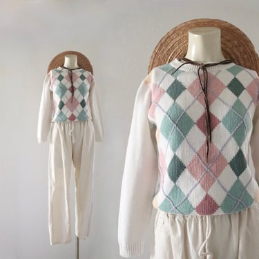 argyle crop sweater - xs 