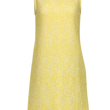 Carven - Yellow Sleeveless Tweed Shift Dress w/ Pockets Sz 8