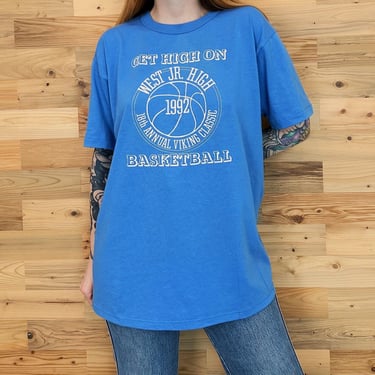 Vintage Get High on Basketball West Jr High School Say No To Drugs Tee Shirt 90's T-Shirt 