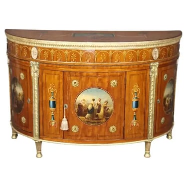Best Quality Grand English Adams Paint Decorated Satinwood Sideboard Buffet