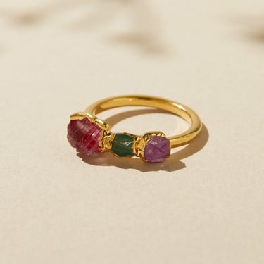 pink tourmaline ring | tourmaline crystal ring | green tourmaline ring | october birthstone ring | raw birthstone jewelry | gemstone ring 