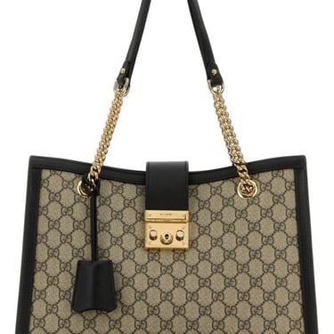 Gucci Woman Gg Supreme Fabric Medium Padlock Shoulder Bag