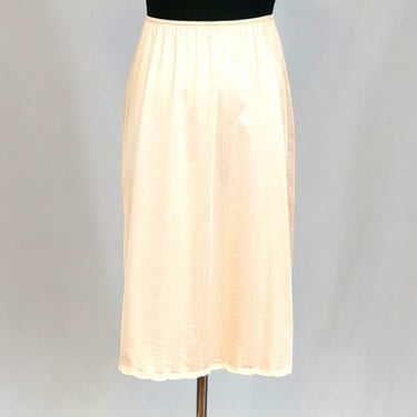 Vintage Givenchy Skirt Slip - 80s Designer Logo Half Slip - Vintage 1980s Underdressings - Beige Nylon Playtex - Medium 