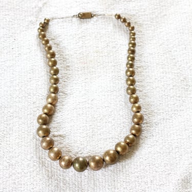 1940s Mexico Vintage Graduated Hollow Metal Ball Bead Necklace 