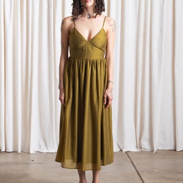 Ali Golden Tie Back Midi Dress - Bright Olive