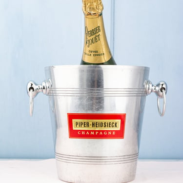 Vintage French Aluminum Champagne Bucket - &quot;Piper Heidsieck&quot;