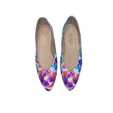 Vintage 1980s Johansen Floral Leather Flats 