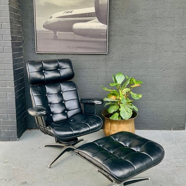 MCM Black Lounge Chair & Ottoman