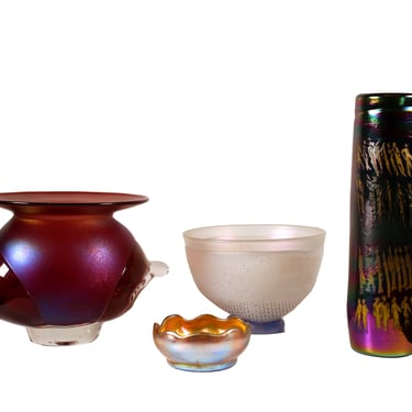 Charlie Parriott and Collection of Contemporary Iridescent Glass Vessels 