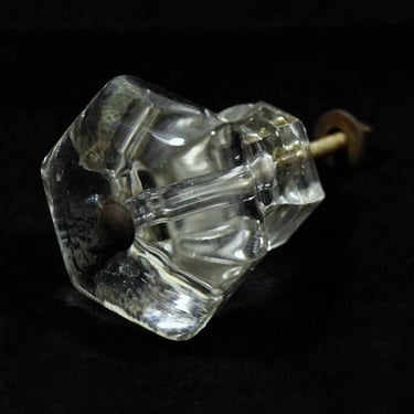 Vintage Hexagon 2 in. Clear Glass Drawer Cabinet Knob