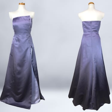 VINTAGE 90s Lavender Satin Strapless Ball Gown Prom Dress by Michaelangelo Sz 18 | 1990s Plus Size Volup Formal Party Dress | VFG 