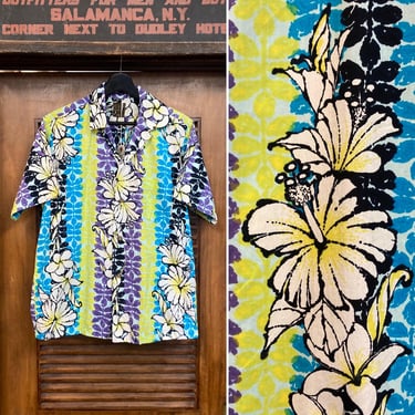 Vintage 1950's Size XL “Liberty House” Cotton Floral Tiki