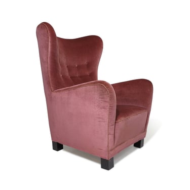 1942 Fritz Hansen High-back Lounge Chair #1672 in Original Mohair