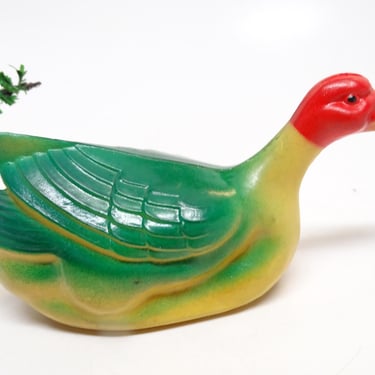 Antique 1930's Celluloid Duck, Vintage Toy, Hand Painted, MADE IN USA 