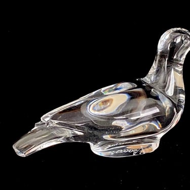 Fine Vintage Modern French Art Glass Crystal BACCARAT Dove Pigeon Bird Figurine Sculpture France 
