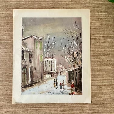 Vintage Original Maurice Utrillo La Vieille Rue Saint-Vincent 1955 Watercolor Print - 17