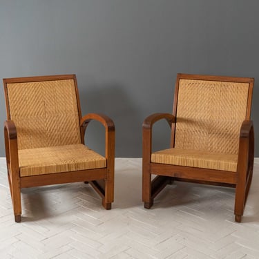 Pair of Anglo-Indian Art Deco Lounge Chairs