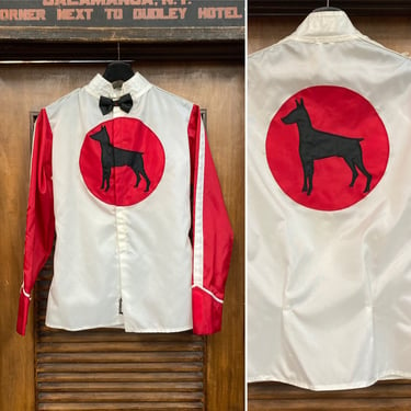 Vintage 1980’s Dog Theme Race Jockey Nylon Windbreaker Jacket, 80’s Racing Jacket, Vintage Windbreaker, Vintage Clothing 