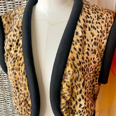 Cropped Bolero Vest, Animal Print, Cheetah, Leopard Pattern, Big Cats, Vintage 