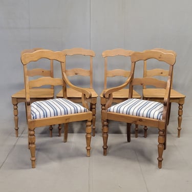 Vintage Swedish Pine Farmhouse Dining Chairs, Set of 6