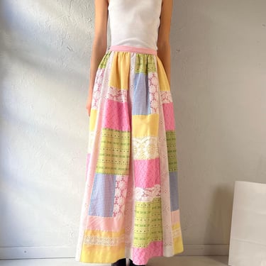 70s Patchwork Maxi Skirt / Small 