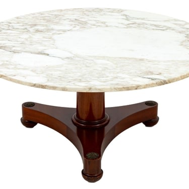 Regency Style Mahogany Marble Top Pedestal Table