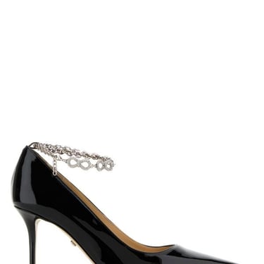 Mach&Mach Women Black Leather Bow Chain Pumps