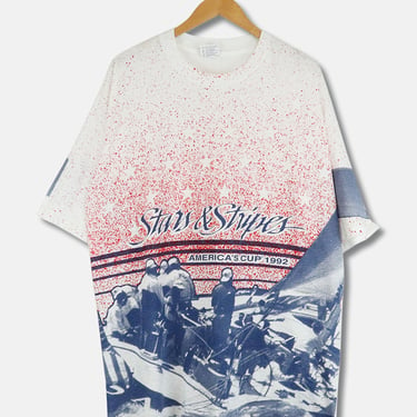 Vintage 1992 Stars And Stripes America's Cup AOP T Shirt Sz L, XL, 2XL