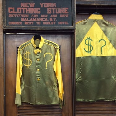 Vintage 1960’s Money and Question Mark Jockey Top, Satin Top, 1960’s Vintage, Jockey Jacket, Vintage Clothing 