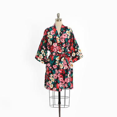 Floral tulip robe | Vintage 90s colorful cotton floral robe 